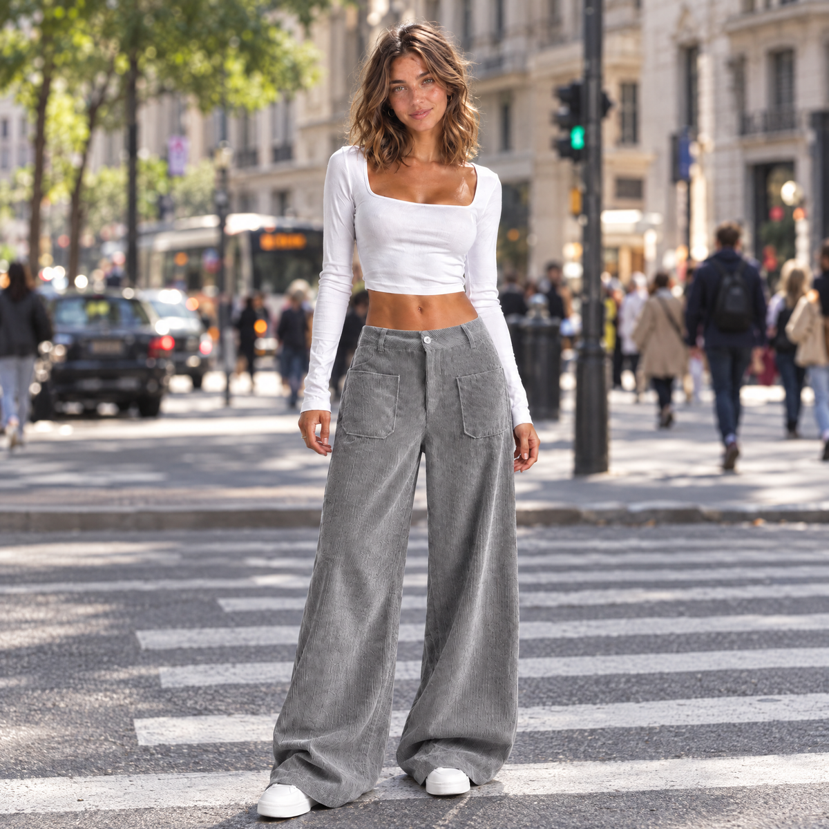 Amélia - Pantalón Ancho, paso de cebra