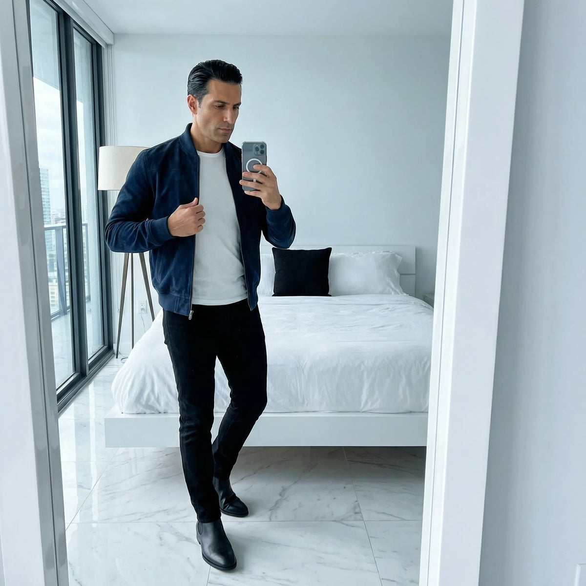 Riviera - Chaqueta bomber de ante suave